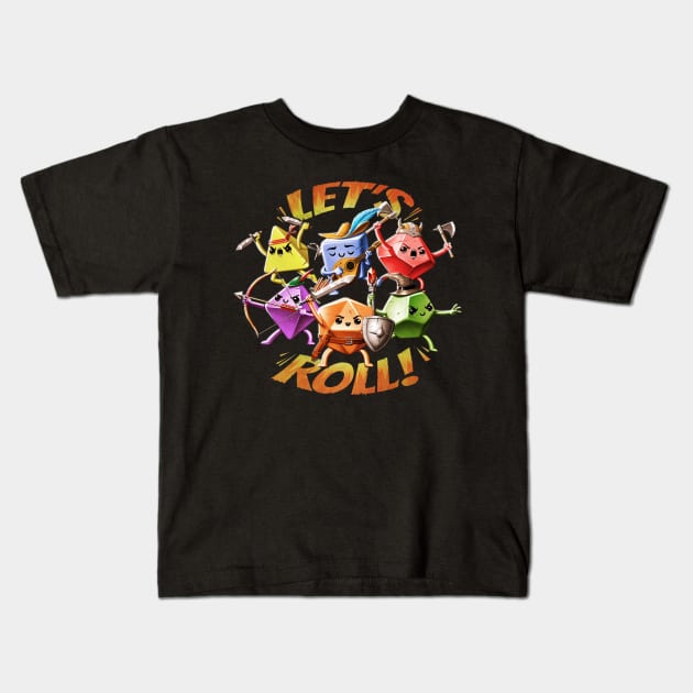 Let's Roll RPG Party Kids T-Shirt by andremuller.art